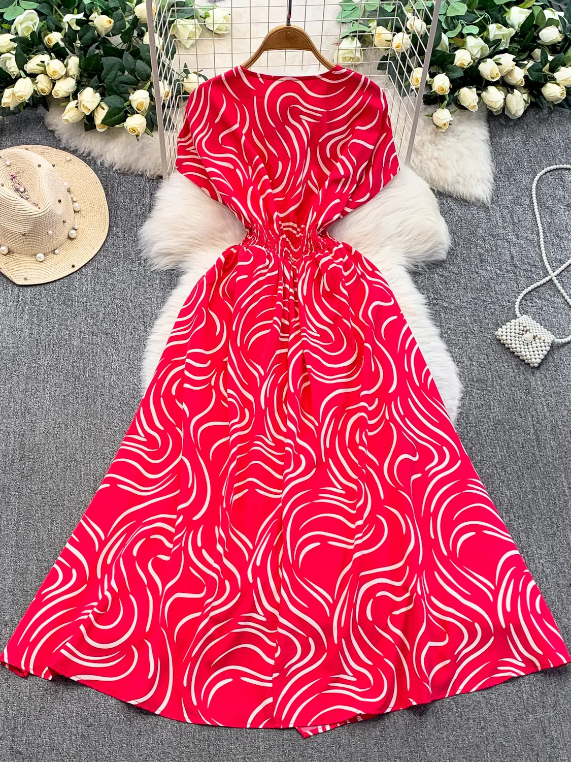 تنورة Ele Stripe Print V-Ne Dr للسيدات بتصميم حزام الخصر غير متماثلة طويلة Dr Commute Sle ort Sve على شكل حرف a