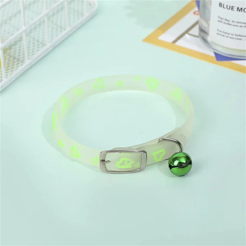 Luminous Cat Necklace Fluorescent Silicone Collar For Dogs Anti-Loss Kitten Puppy Bell Collar Neck Ring Pet Supplies