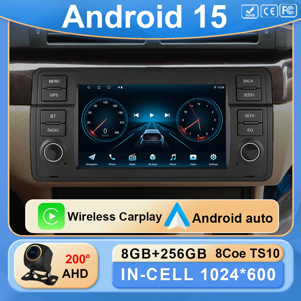 Autoradio Android 15 pour série 3 BMW E46 M3 318/320/325/330/335 1998-2005 Navigation GPS lecteur vidéo multimédia BT 2 Din Auto