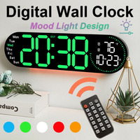 Digital Wall Clock with Colorful Ambient Light Dual Alarms Clock Positive/Countdown Timing Jump Second Display LED Table Clock