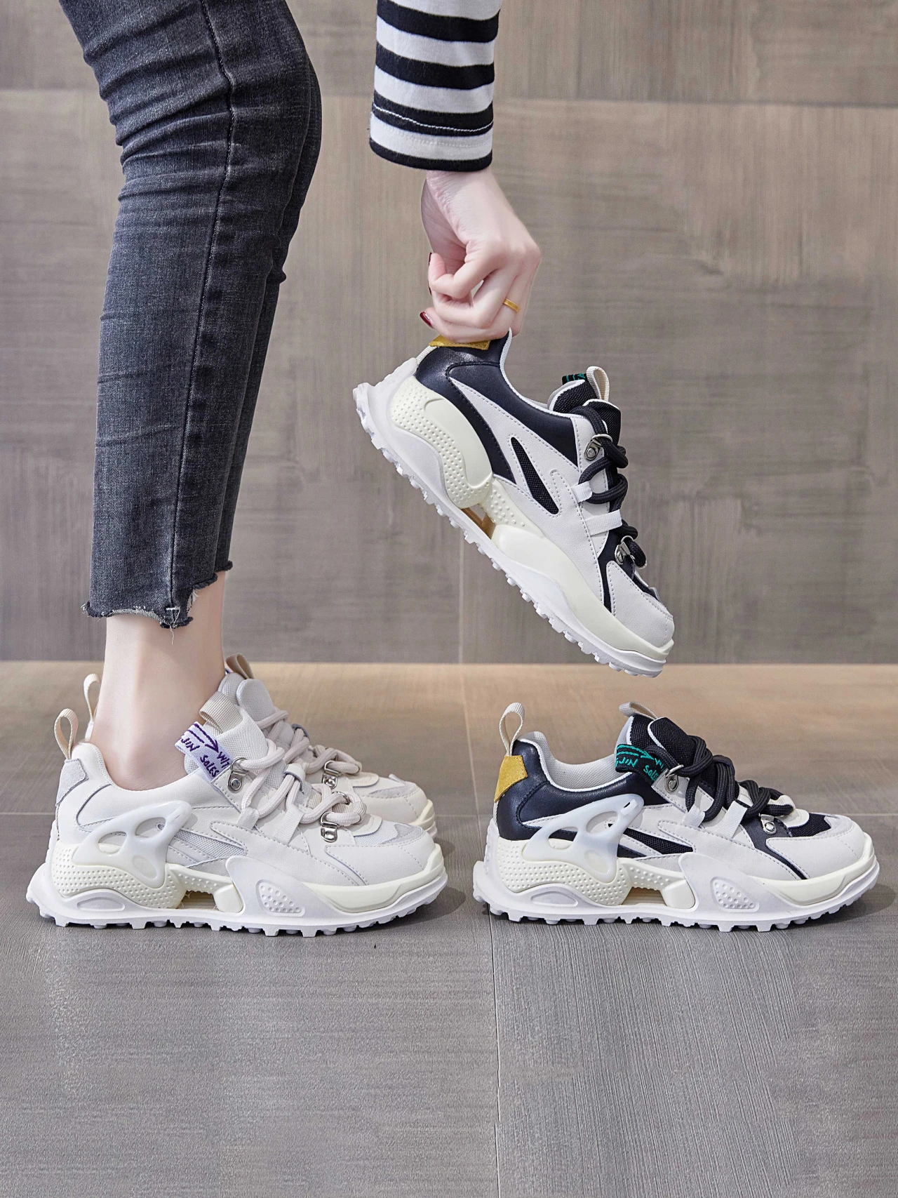 New Spring And Autumn Youth Fashion Breathable And Versatile Elevated Lace Up Women'S Casual Sports Shoes