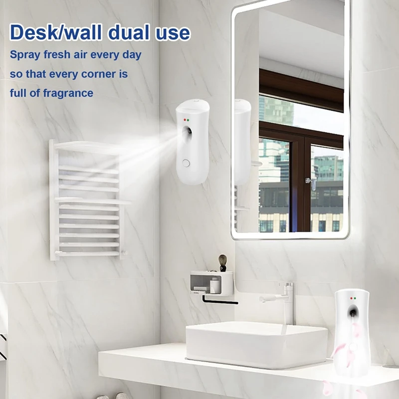 2Piece Free Standing Wall Mounted Automatic Spray Dispenser Aromatherapy Machines White