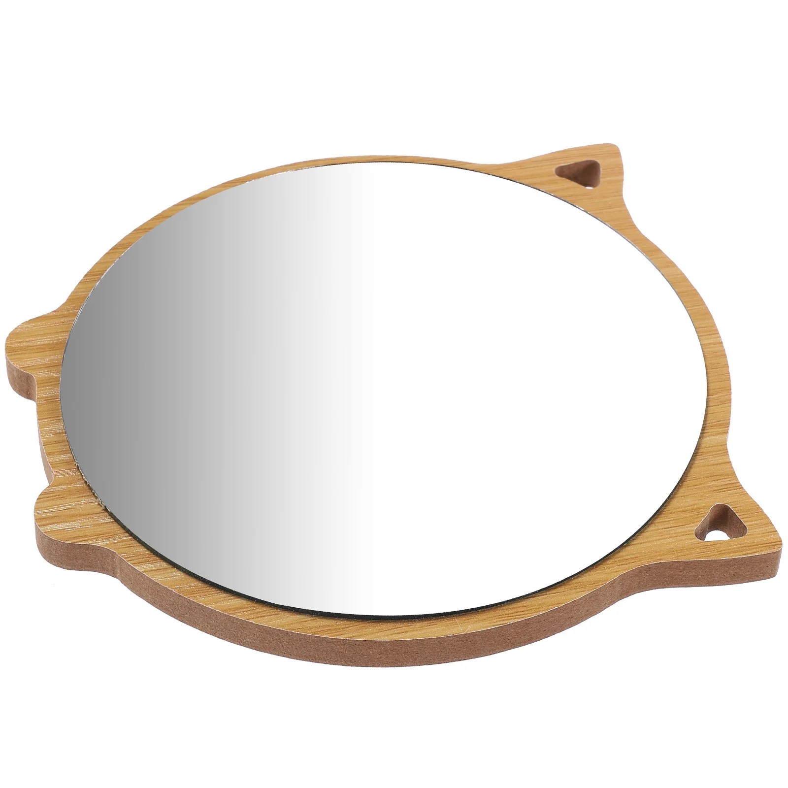 

1Pcs Wooden Makeup Mirror Cat Design Durable Scratch Resistant Glass Bedroom Desktop Mirror for Women