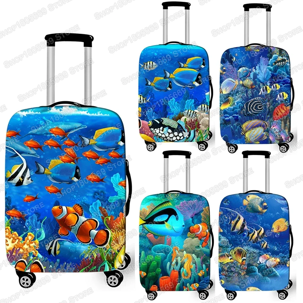 Lustige Unterwasser Meer Tier Druck Gepäck Abdeckung Elastische Koffer Abdeckung für Reisen Anti-staub Trolley Fällen Abdeckungen