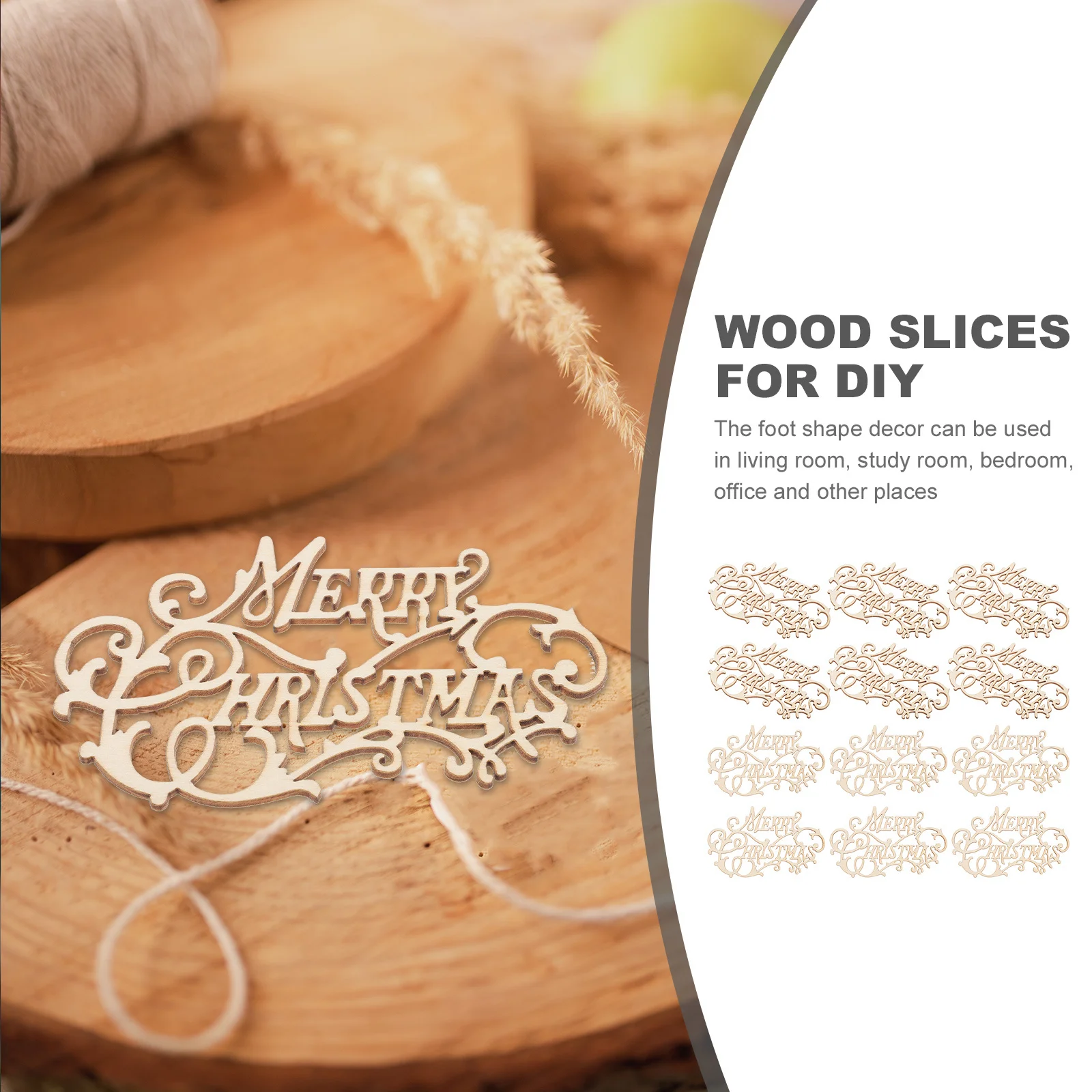 

20Pcs Wooden Cutouts Christmas Ornaments Unfinished Wood Slices DIY Hanging Decor for Xmas Tree Window Fireplace Party