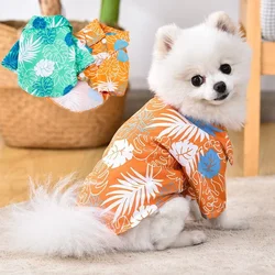 강아지옷 Dog Shirt Puppy Breathable Coconut Tree Patern Shirt Cat Vest Chihuahua Yorkie Hawaiian Polo T-Shirts Pet Summer Clothes