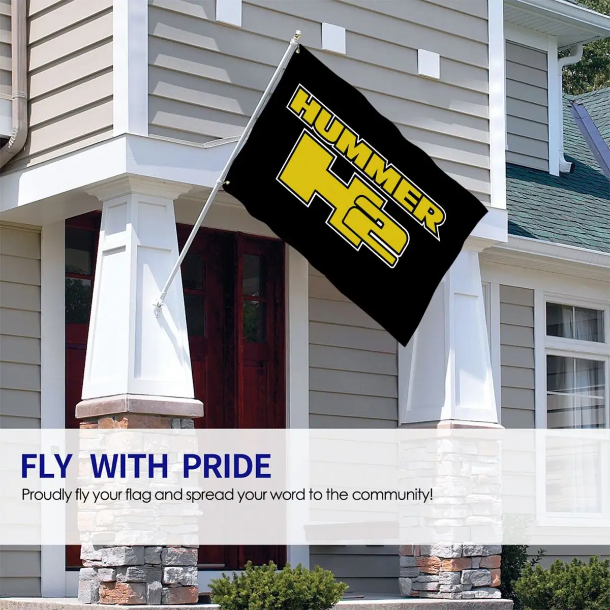 Outdoor Banner for House Decoration, Hummer H2 Block Logo Licensed, Polyester Digital Printing Flag, House Yard