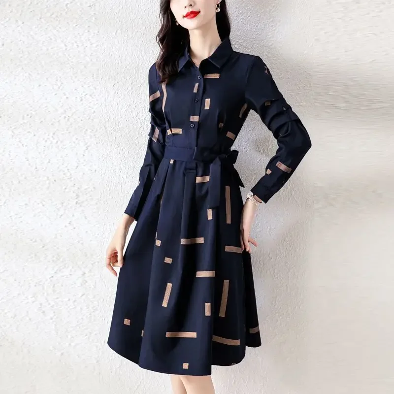 Female Dress New In Midi Women\'s Long Sleeve Dresses Spring Autumn On Sale Clearance Loose Korean Style Elegant and Beautiful G