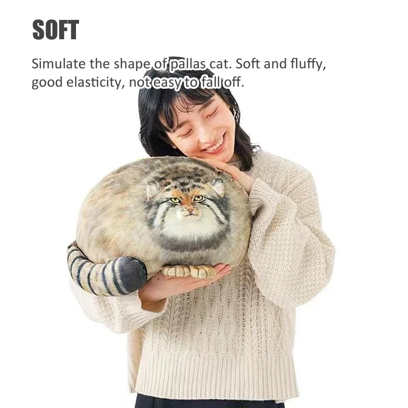 Cute Steppe Cat Plush Toys Stuffed Wild Animal Kawaii Pallas Cat Throw Pillows Soft Cuddly Cushion Home Decor Birthday Gifts