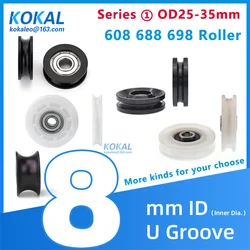 [Ud8] 4/10PCS Hot sale 608 698z ball bearing coated with black POM U groove pulley wheel roller furniture fittings wheel 0830