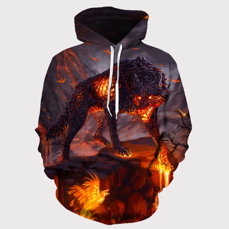 3D-Druck Hoodie mit Wolf-Motiv für Herren und Damen, modischer, lässiger Oversize-Pullover, Hip-Hop, Harajuku, Streetwear – Detail 9