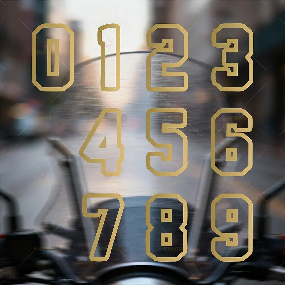 Waterproof Number Stickers 1PC Gold 0-9 Vinyl Decals for Car Windows Trunk Door Motorcycle Fairing Helmet Fuel Tank Bicycle