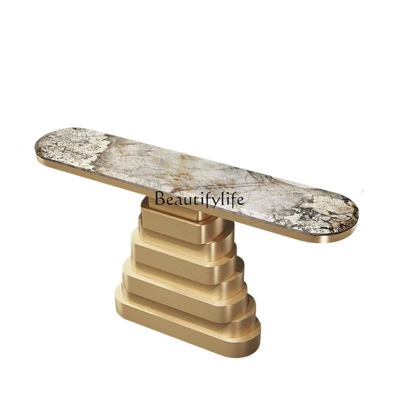 

2022 new light luxury entrance natural luxury stone end view modern simple aisle case