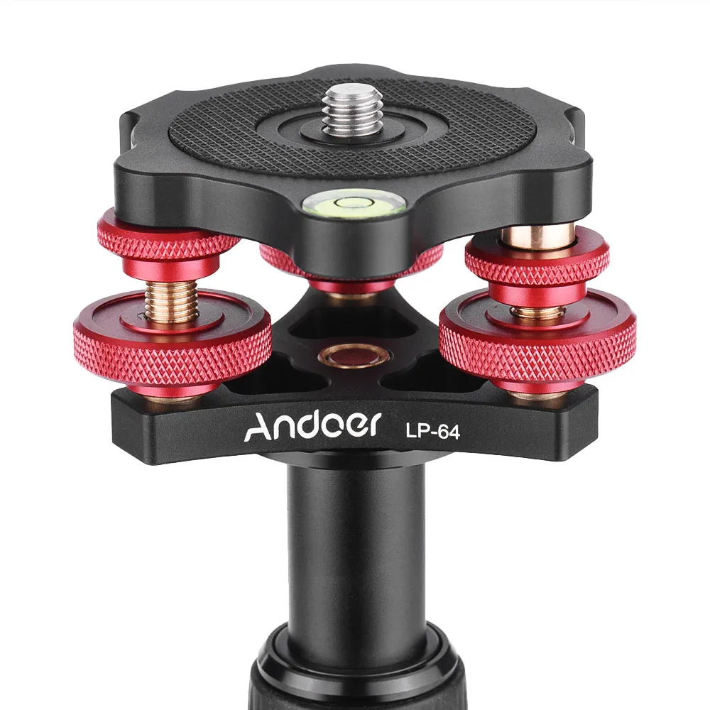 Andoer LP-64 Stativ-Nivellierbasis, dreirädriger Präzisions-Nivelliergerät mit Wasserwaage,