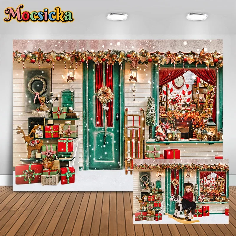 

Mocsicka Christmas Photography Backdrop Merchandise Gifts Toys Birthday New Year's Eve Party Cake Smash Kids Photo Studio