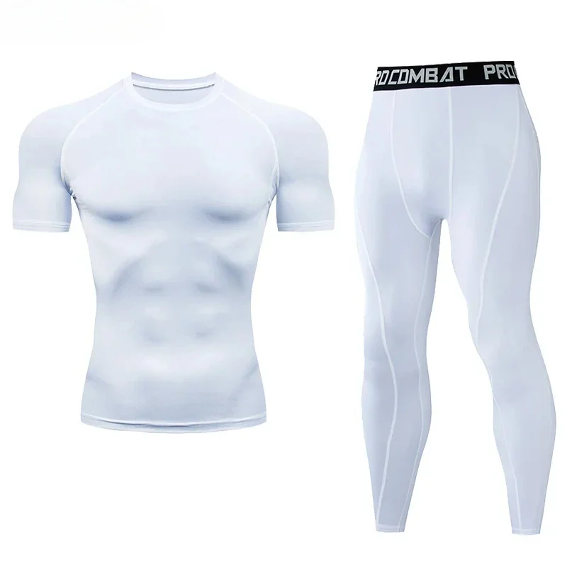 2pcs Men's Compression Sportswear Suit Elastic Training Yoga Sets Workout Joggi… - Image 3