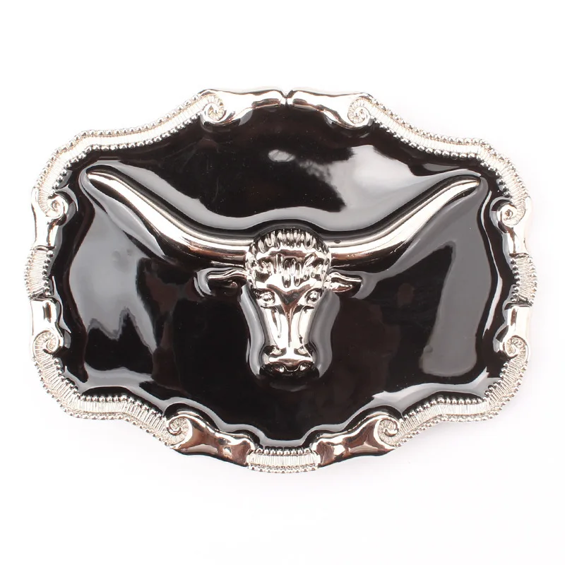 Men Metal Belt Buckle Classic Point Oil Bull Head Belt Accessories Your Western Cowboy Series Simple Belt Buckle