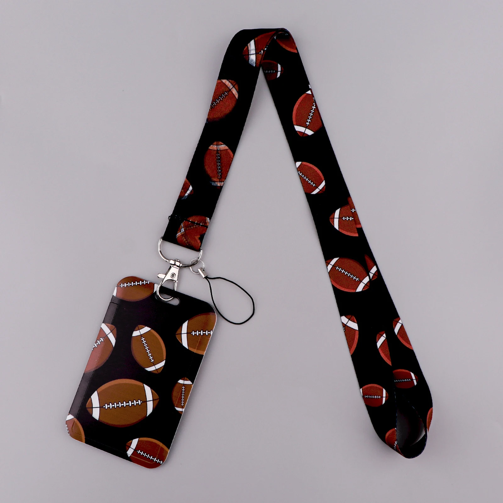 LX1341 Rugby Ball Pattern Lanyard For Keys ID Credit Bank Card Cover Badge Holder Phone Charm Key Lanyard Keychain Accessories