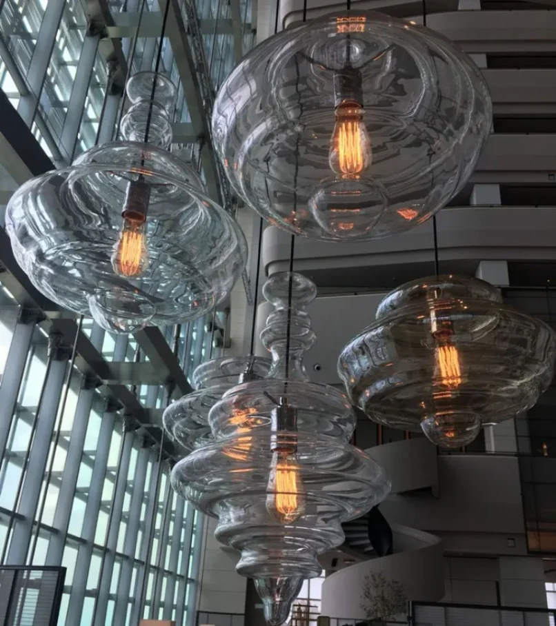 New Transparent Glass Dining Room Led Pendant Lights Vintage Living room Restaurant Hall Pendant Lamp Loft Deco Hanging Lamp