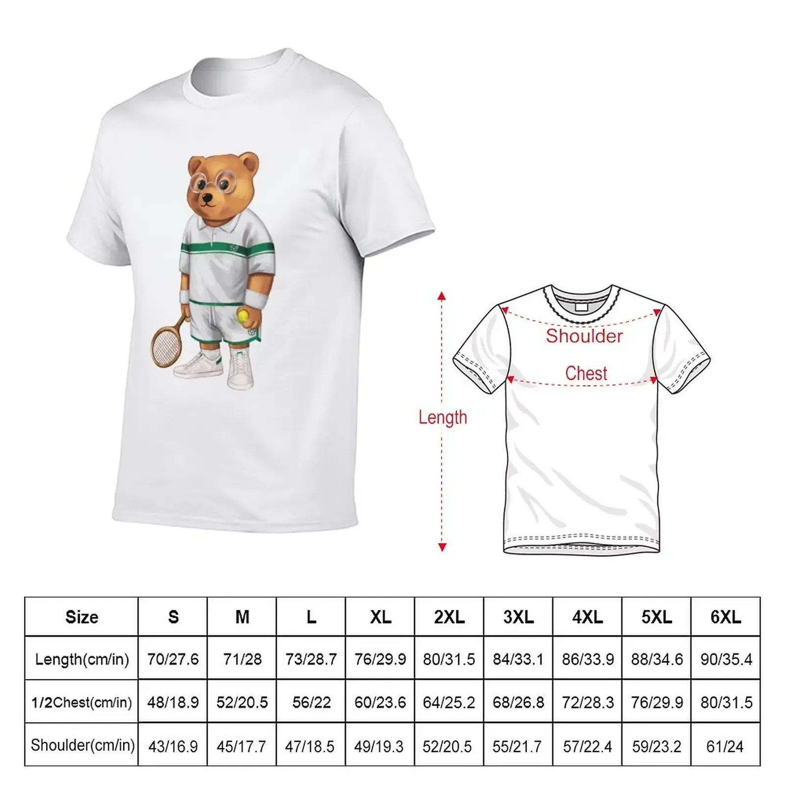 Tennis Player Baron Bear T-Shirt kawaii clothes customizeds graphics heavy weight t shirts for men