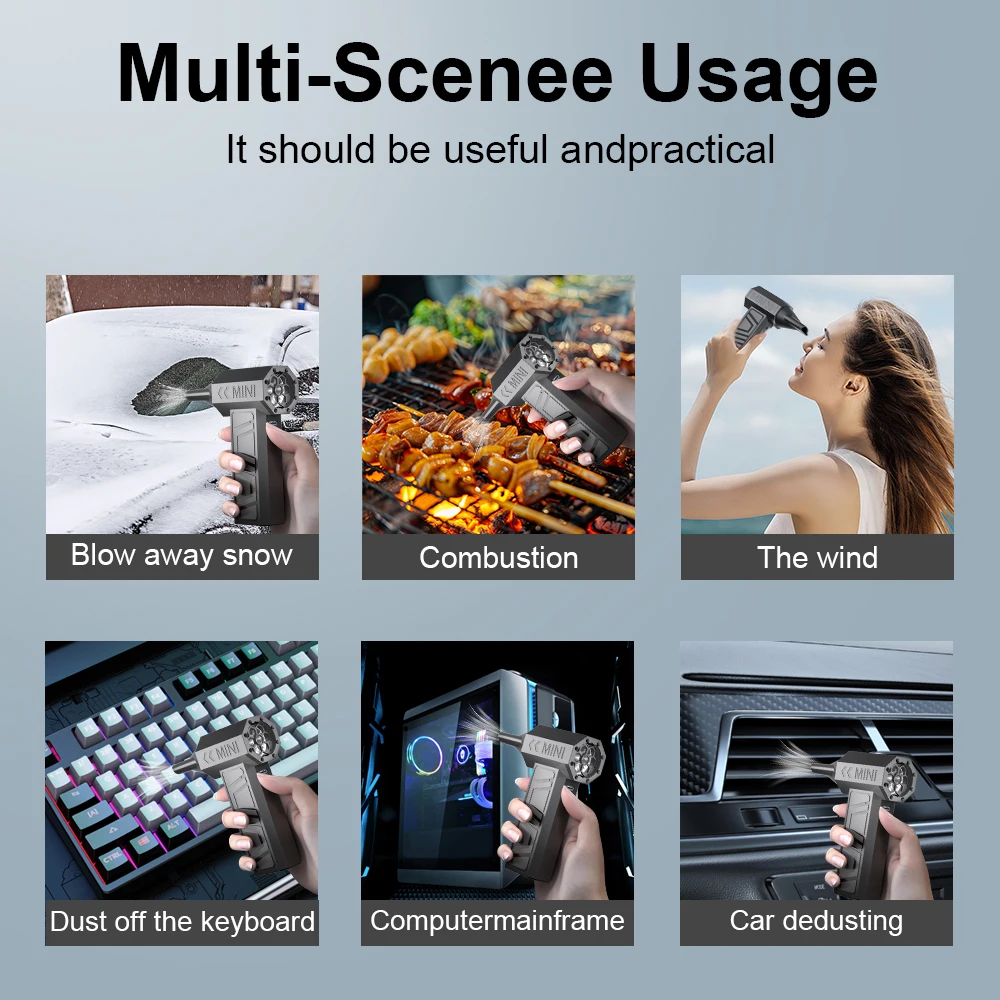 أداة منفاخ التنظيف 130000 دورة في الدقيقة مروحة توربو نفاثة منفضة هواء كهربائية من النوع C شحن مروحة سيارة تهب الثلوج المحمولة 5 فوهات مخرج #6