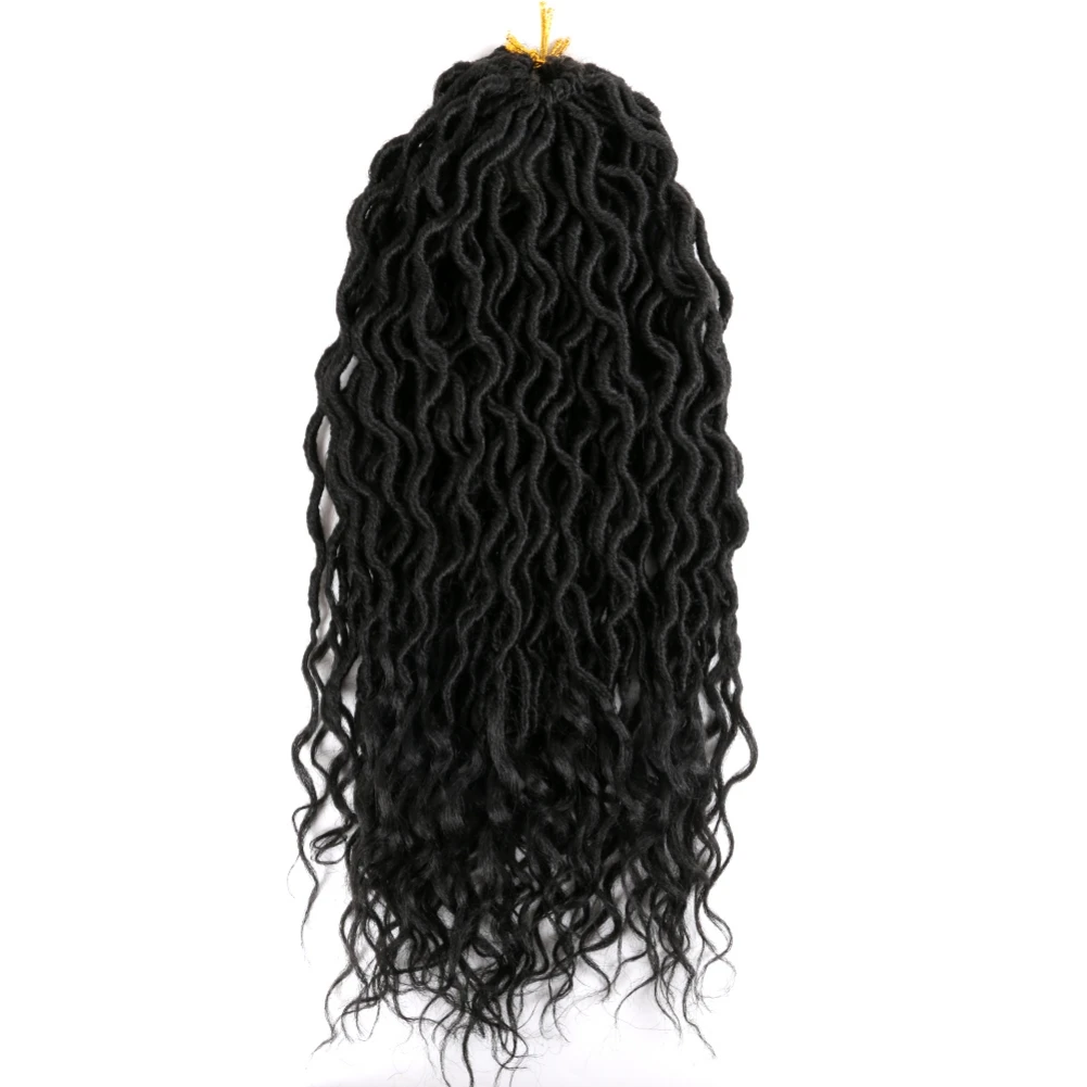 آلهة Locs متموجة كروشيه اصطناعي تجديل الشعر 20 بوصة متموجة الكروشيه تجديل الشعر أومبير كروشيه اصطناعي تجديل الألياف الشعر