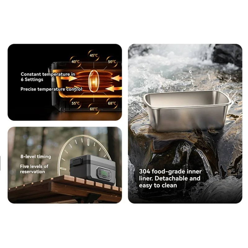 A83X - Samonagrzewający się, bezprzewodowy elektryczny lunch box dla dorosłych, 21000 mAh, ładowalny, podgrzewany, przenośny podgrzewacz do żywności o pojemności 1,2 l.