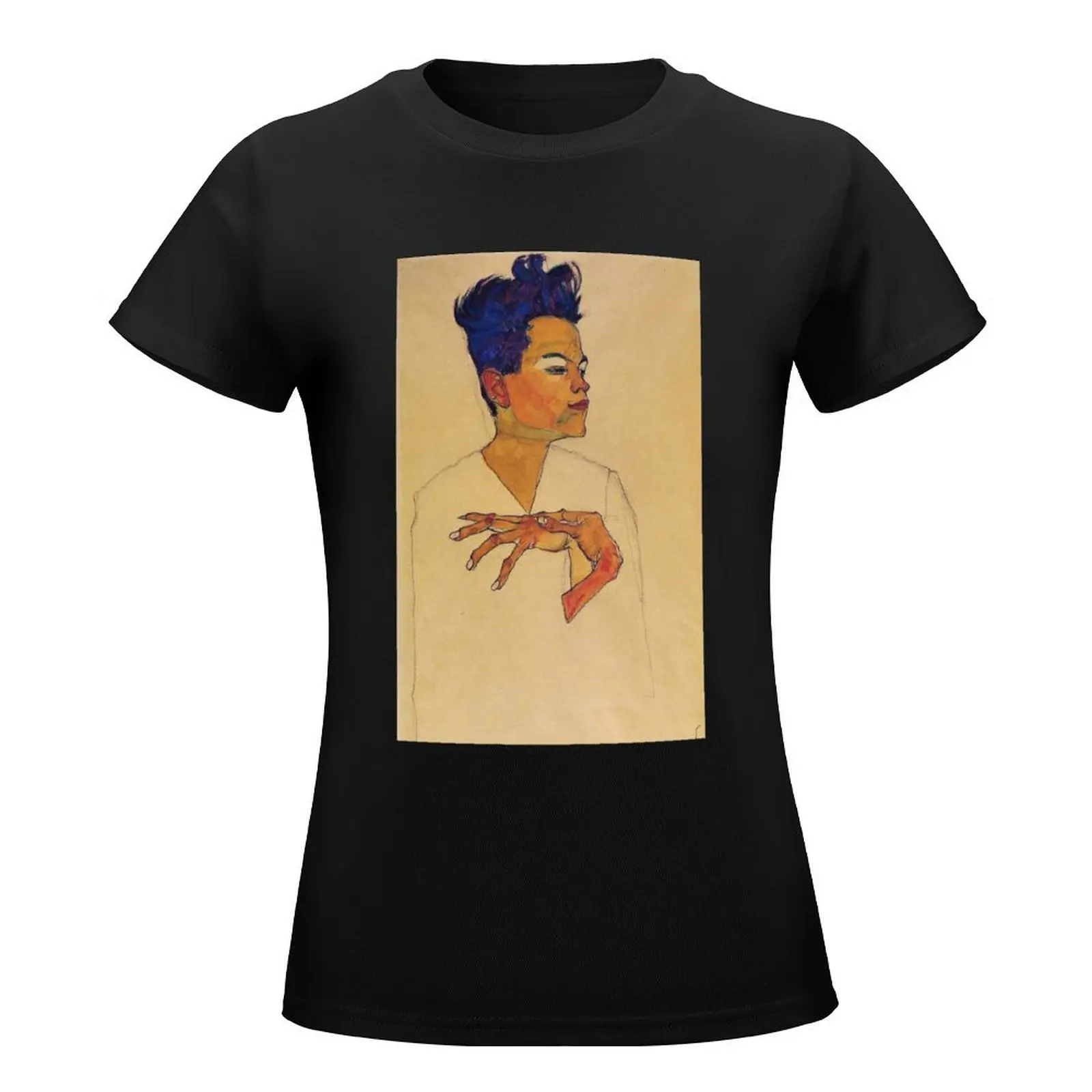 original painting by Egon Schiele 1890 - 1918, Egon Schiele Prints T-Shirt vintage clothes graphics t-shirts for Women cotton