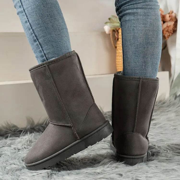 Women Shoes on Sale High Quality Winter Slip-on Mid-calf Women Boots Fashion Solid Casual Snow Boots Large Size Platform Boots