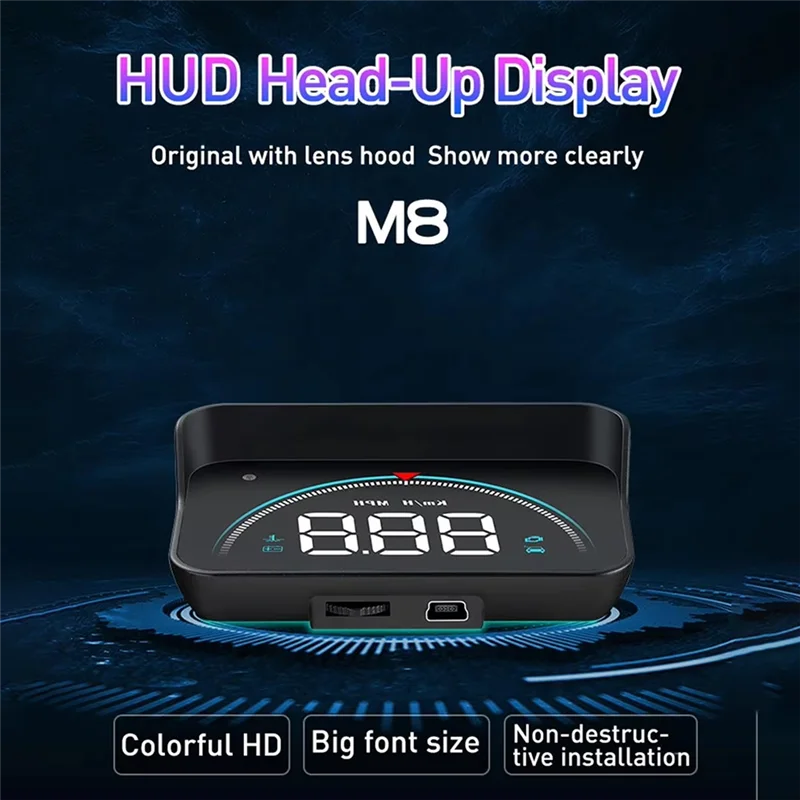 A03Z-OBD عداد السرعة للسيارة HUD للزجاج الأمامي، شاشة رقمية ذكية للسرعة ودرجة حرارة الماء والجهد