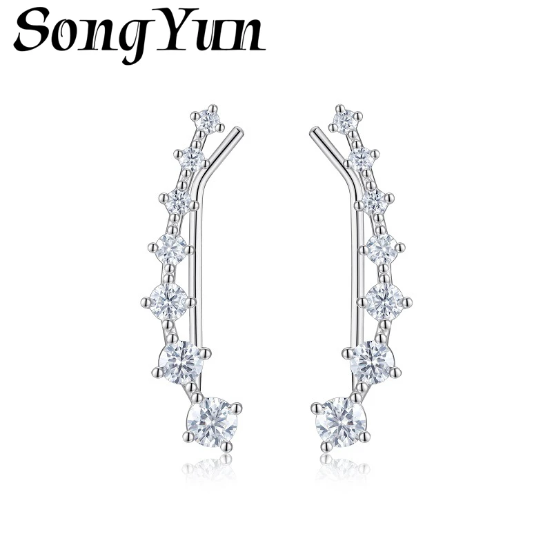 SONGYUN Brand Jewelry 925 Sterling Silver Earrings Moissanite Diamond Huggie Party Ladies 18K Real Gold Plated SYT Patent Earrin