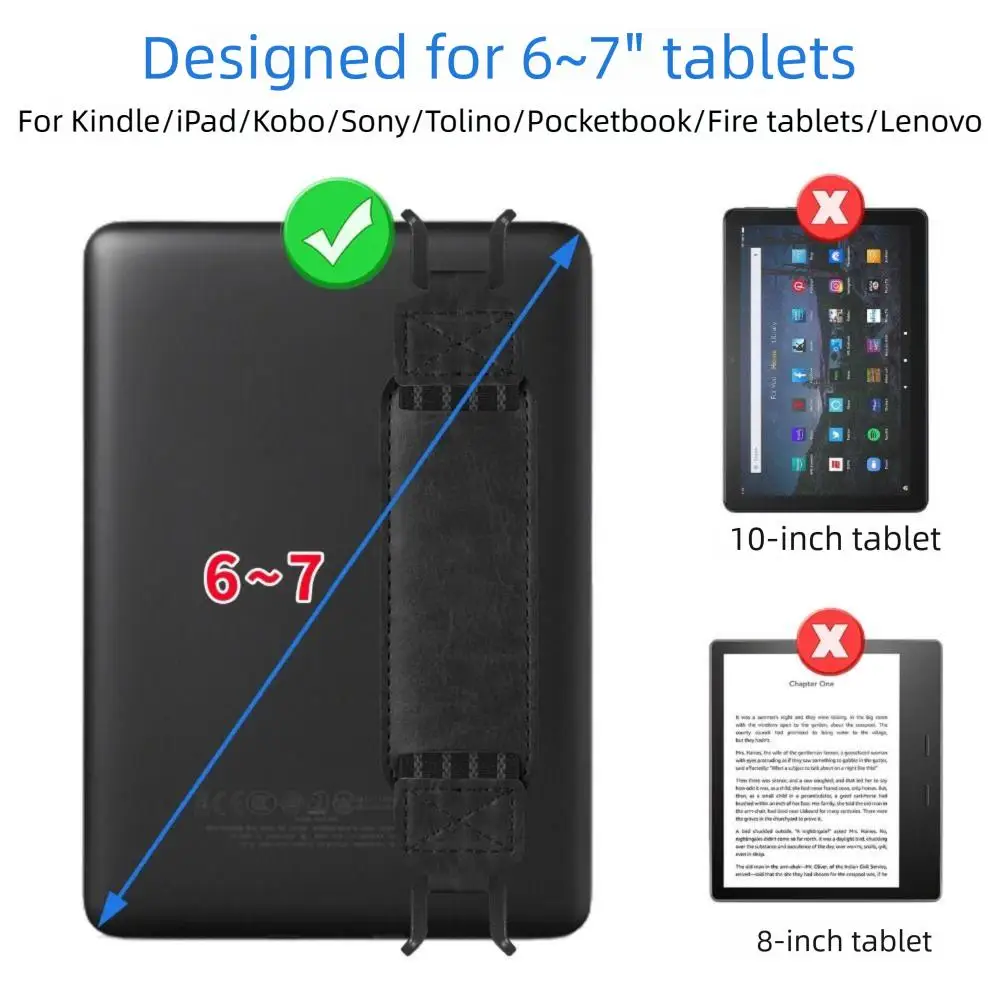 Universal E-Reader Security Hand Strap Holder For 6-7" iPhone Finger Grip PU Leather Elastics Belt Kindle Kobo Tablets