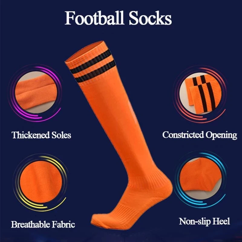 Unisex Compression Socks Football Socks Non-slip Long Tube Knee High Stockings Socks Striped Soccer Socks Running Sports Socks