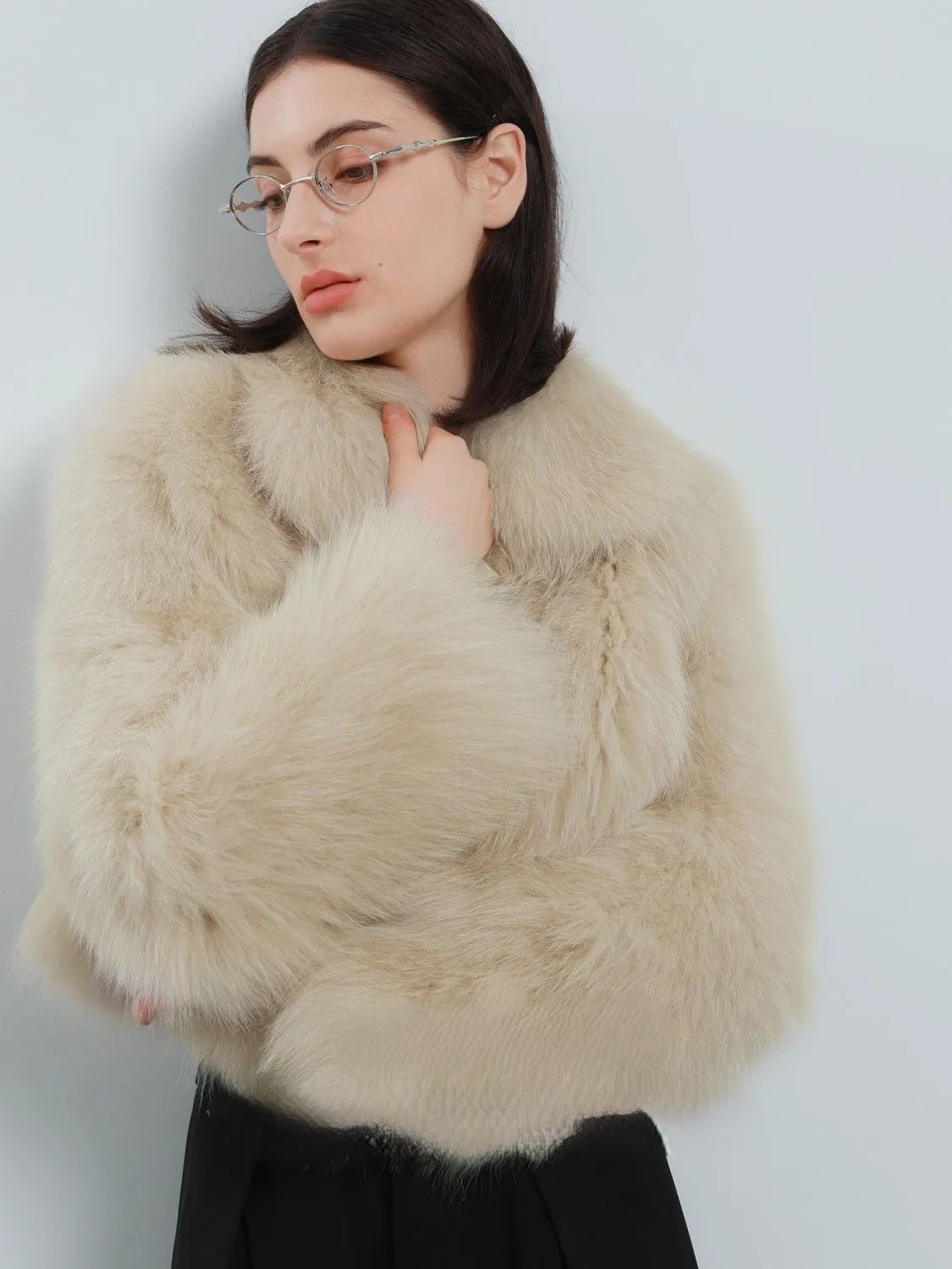 Kunstpelz-Maximantel, Mäntel für Damen, gerippt, O-Ausschnitt, Braut, Großmutter, Steampunk, hohler Farbverlauf, modern, Distressed-Nische, zart, trendig