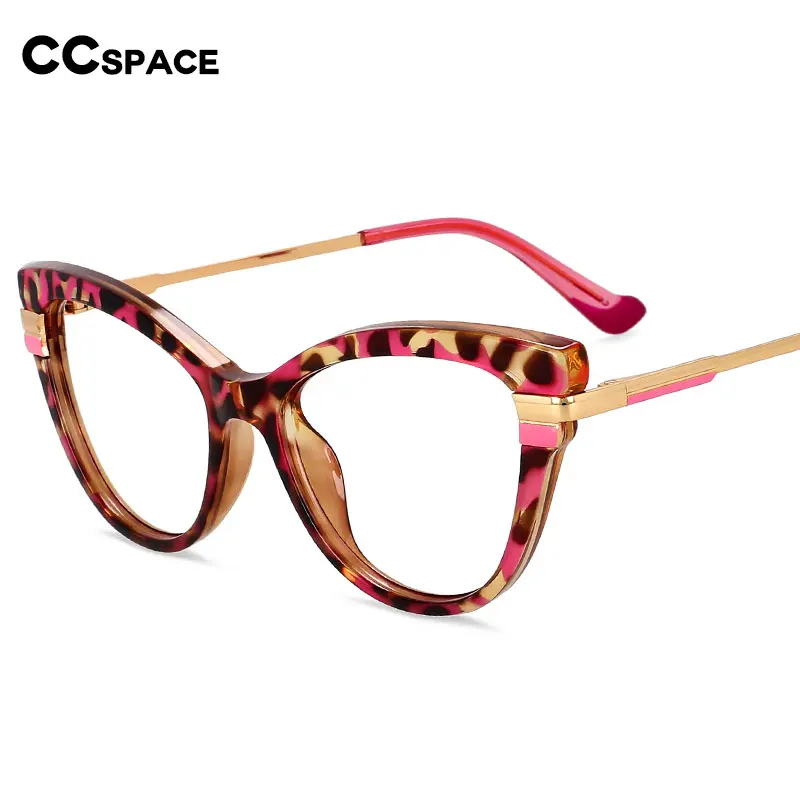 55706 Tr90 Leopard Cat Eye Anti Blue Glasses Frames Women Optical Fashion Computer Eyeglasses Customized Prescription Glasses