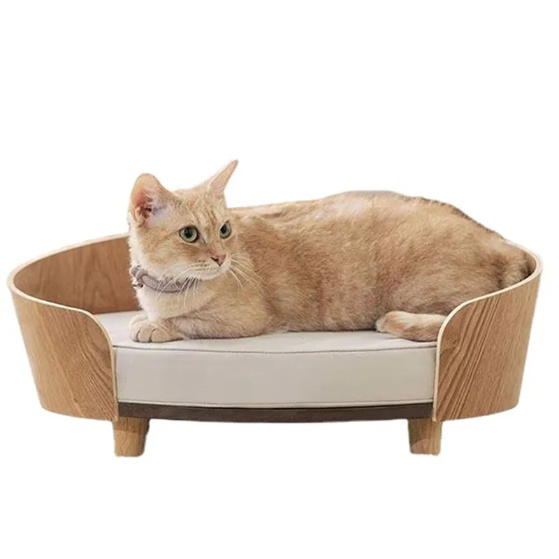 Comfortable Wood Small Pets Cat Furniture Elevated Dog Bed House Cat Pet Couch Sofa