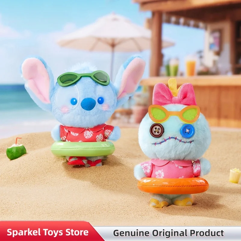 Genuine Disney Summer Swim Ring Series Plush Pendant Blind Box Vacation Style Cute Doll Bag Charm Collect Toys Birthday Gift view 4