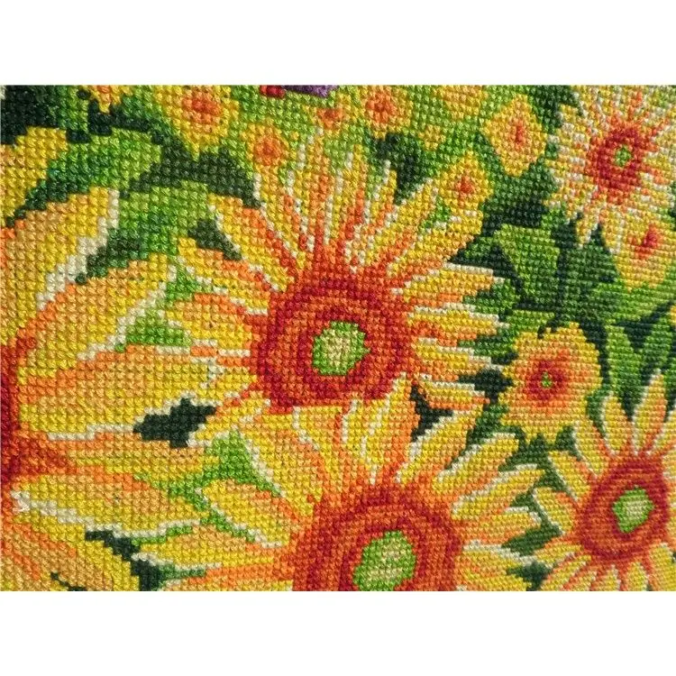 Embroidered handmade cross stitch product, sunflower estate, dandelion, European style oil painting, pastoral scenery