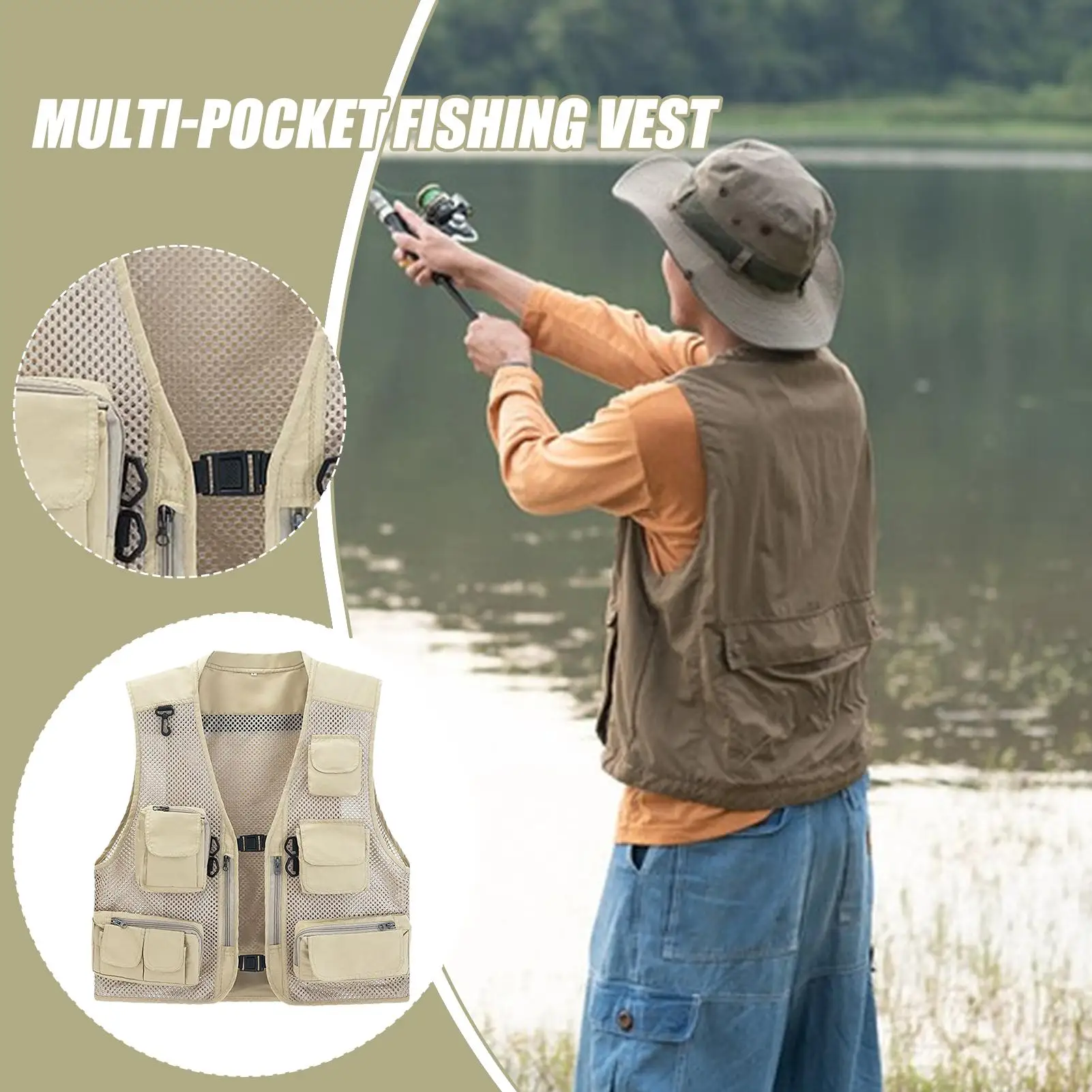 

Hiking Waistcoat Multi Pockets Breathable Mesh Vest Jacket Lightweight Multi-Functional Hiking Jacket For Men Women Teens Youth