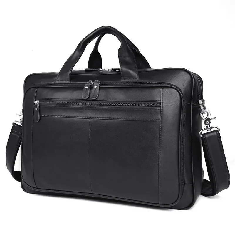 Nesitu Big Large Black Coffee Genuine Leather Men Messenger Bags Business Travel Bags 15.6'' Laptop Briefcase Portfolio M7320