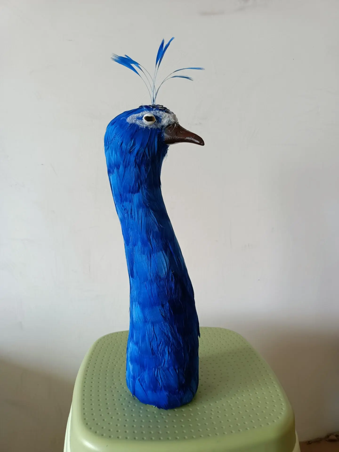 beautiful simulation foam and feather blue peacock head model gift about 35cm a0010