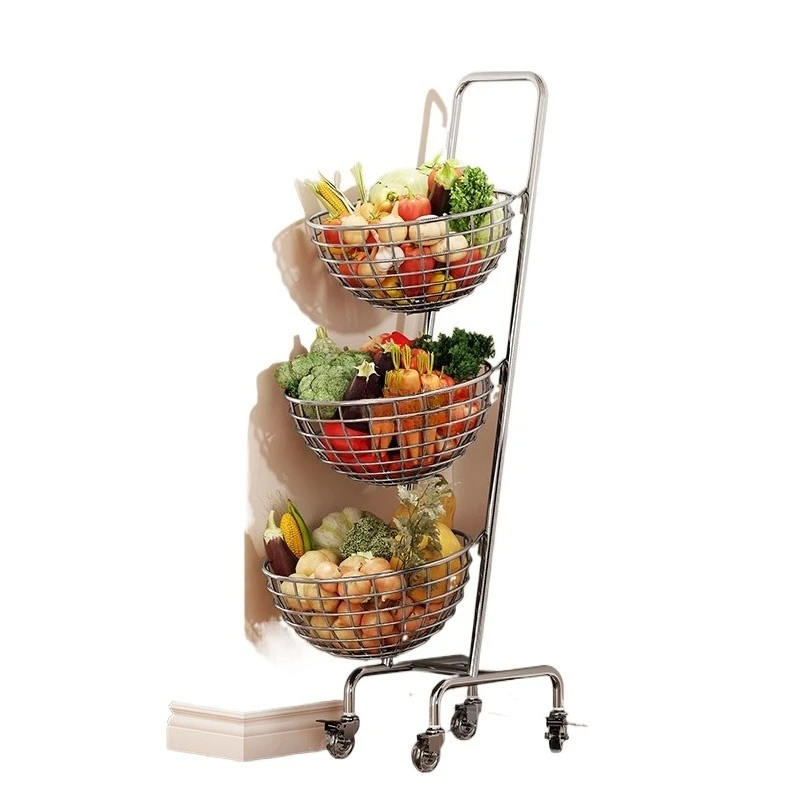 

Kitchen Multifunctional Shelf Floor Layered Vegetable and Fruit Storage Mobile Cart