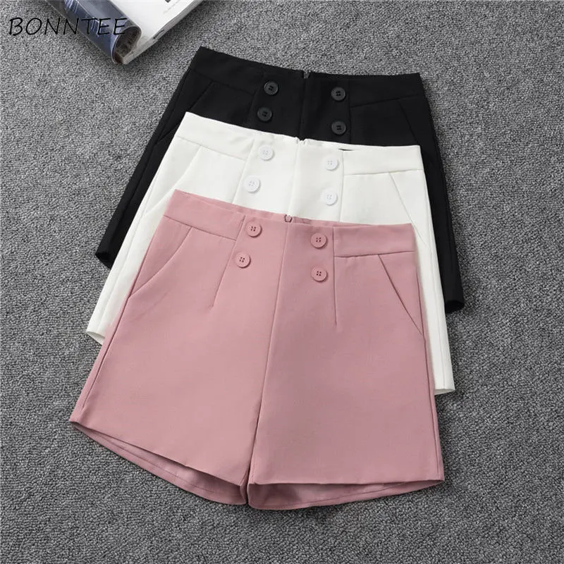 

Shorts Women Simple Casual Office Lady Summer New 7-colors Prevalent Korean Style All-match Temper High Waist Comfort Loose Ins