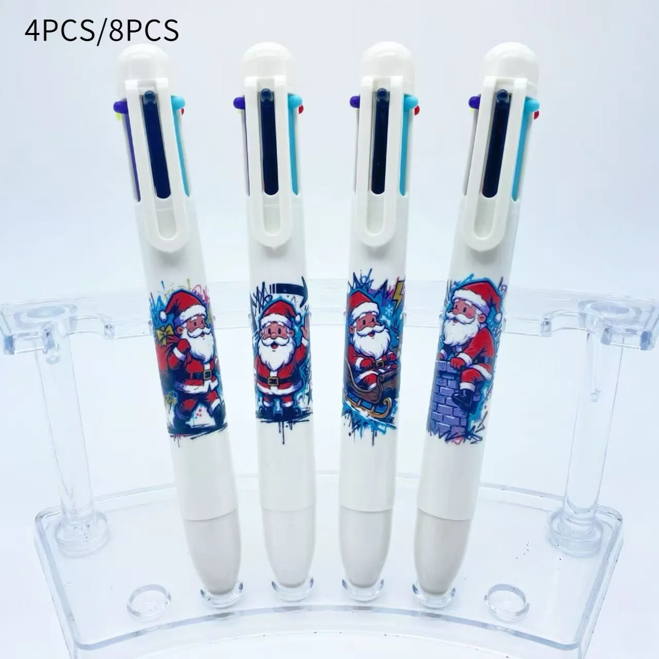 Christmas Santa Claus Fun Doodle Series Multicolor Ballpoint Pen Six Colors Combined Writing Pen Student Signature Pen