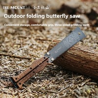 ISE MOUNT Outdoor Camping Butterfly Saw Double Sided Hand Saw Folding Walnut Handle SK5 Hacksaw Blade