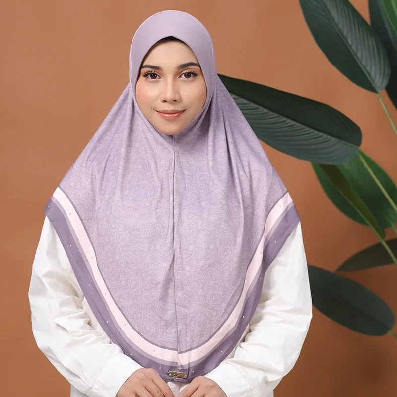 

Женский мусульманский хиджаб-шарф с бриллиантами, готовый платок-накидка на голову, цельный, Амира, для Рамадана, исламский молитвенный хиджаб, никаб, головной убор