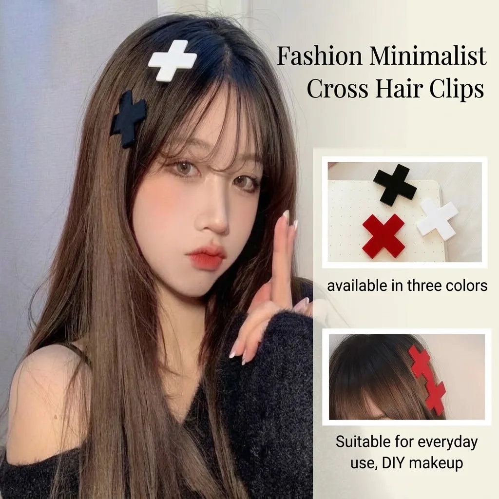 Fashion Minimalist Cross Hair Clips Acrylic X-Shape Hairpins Cute Black Red White Barrette Headwear for Women Girls Accessories