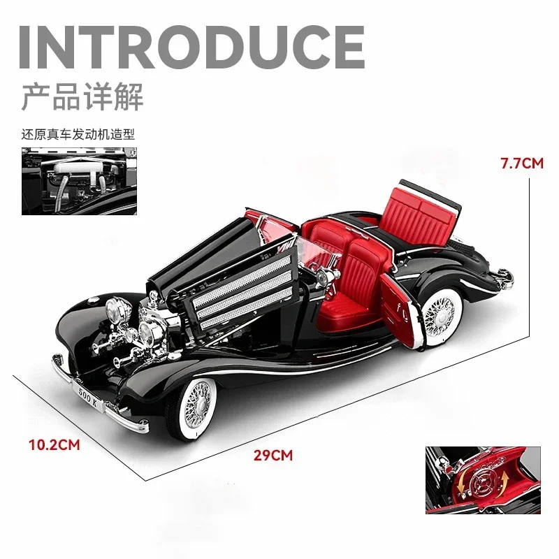 1:18 Scale 500K Pull Back Car with Sound and Light, Alloy Model Car, Diecast Toy Vehicle Boys Gift, Collectible Metal Cars
