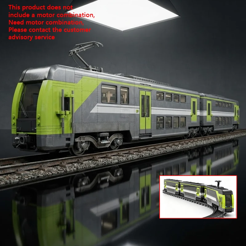 qwert City Car Model MOC Building Bricks Double-Decker Passenger EMU Train Modular Technology Children Holiday Gift Assemble Toy