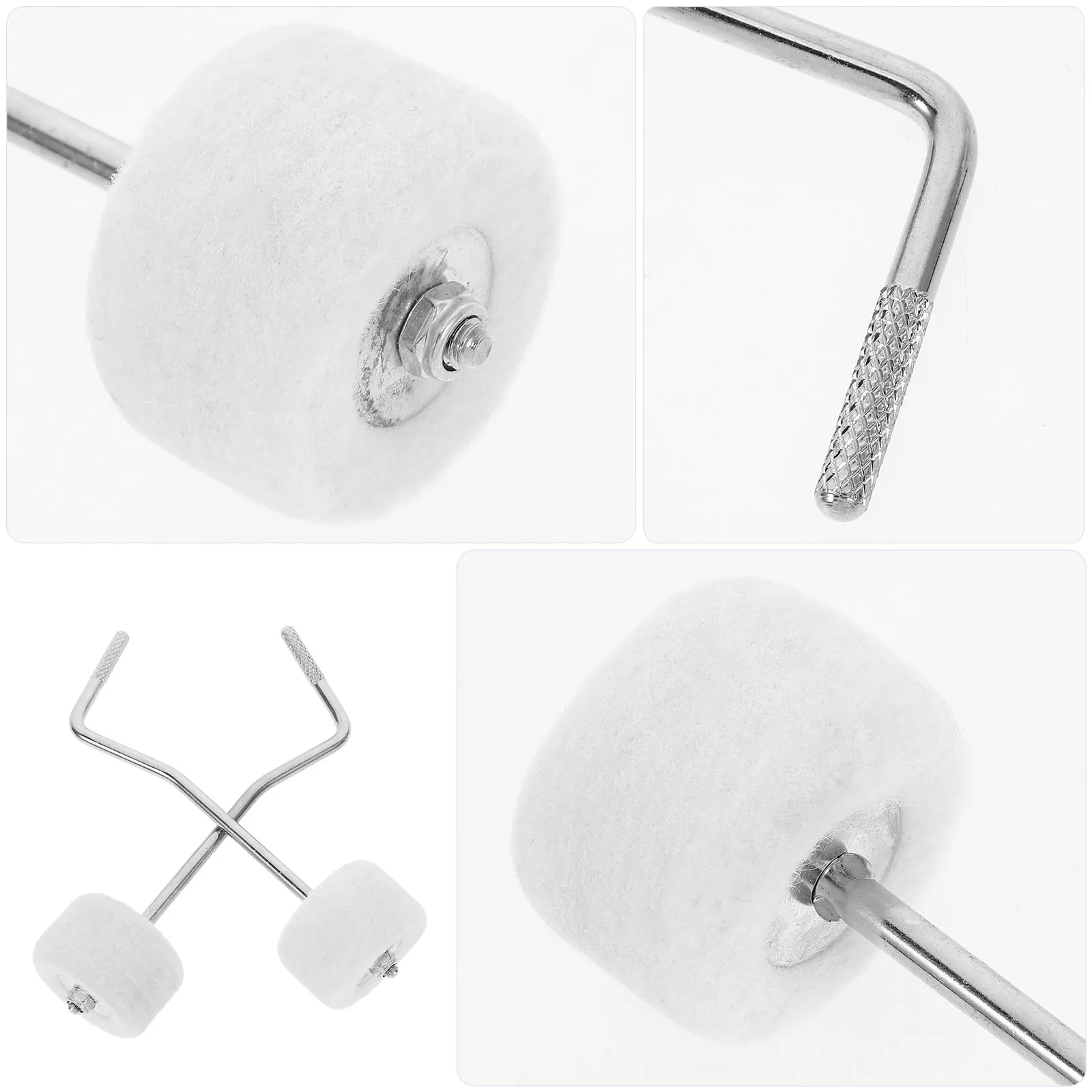 

2pcs Pedal Hammer Replacement Durable Bass Drum Beater Metal Handle Felt Hammer For Drum Kit Percussion Accessory Part
